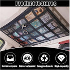 Car Ceiling Cargo Net Pocket, 30" x 21.2", Droop Less Car Storage Organizer, Strengthen Load Bearing Double Layer Mesh Organizer, SUV, Trucks, Camping, Road Trip Essentials