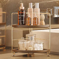 FSyueyun 2-Tier Corner Bathroom Counter Organizer, Tool-Less Installation Corner Vanity Organizer Small Plastics Countertop M