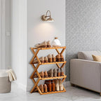 Jessie Bamboo Shoe Rack,Free Standing Shoe Rack for Closet,Portable Folding Shoe Storage Rack, Space Saving,Shoe Shelf for Be