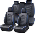 Coverado Full Set Car Seat Covers, Front & Back Luxury Faux Leather Waterproof Seat Covers,Car Seat Protectors, Universal Fit