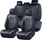Coverado Full Set Car Seat Covers, Front & Back Luxury Faux Leather Waterproof Seat Covers,Car Seat Protectors, Universal Fit