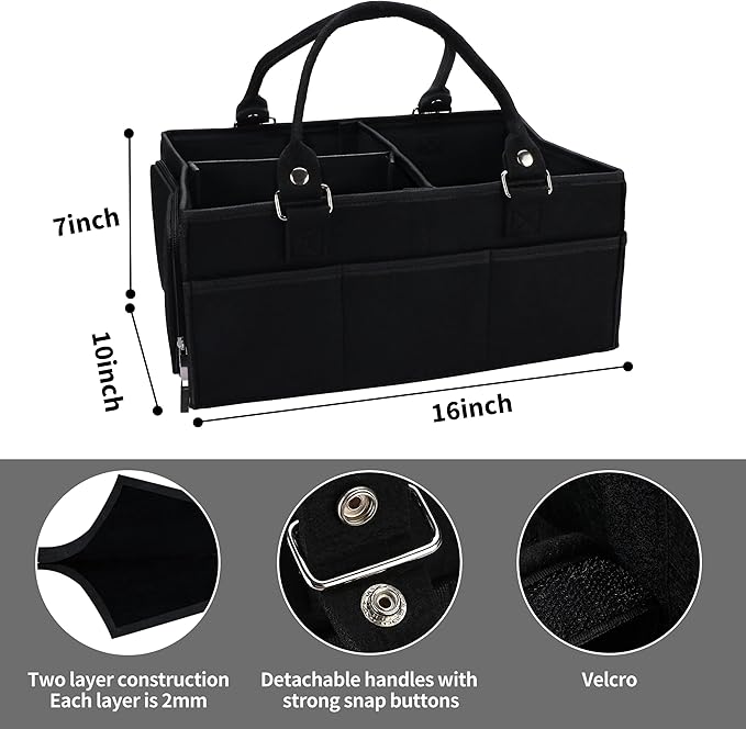 XUANGUO Baby Diaper Caddy Organizer for Girl Boy Large Nursery Storage Bin Basket Portable Holder Tote Bag for Changing Table