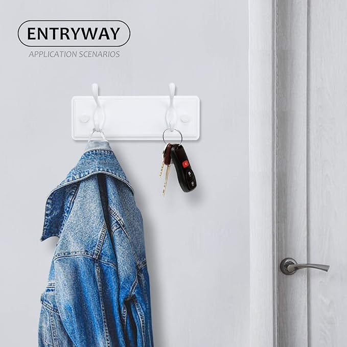 Badiano Wooden Coat Rack, Wall-Mounted Organizer for Closet, Entryway, Hallway, Foyer, Bedroom, Heavy Duty Double Hooks for H