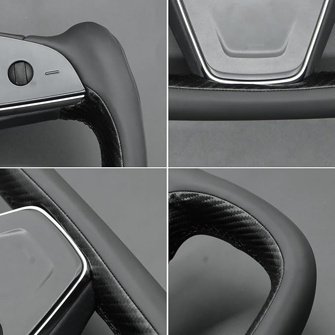 MEWANT Hand Stitched Tesla Model S Yoke Steering Wheel Cover Wrap for Tesla Model S 2021-2023 / Model X 2021-2023 Tesla Yoke Steering Wheel Accessories(3D Style)
