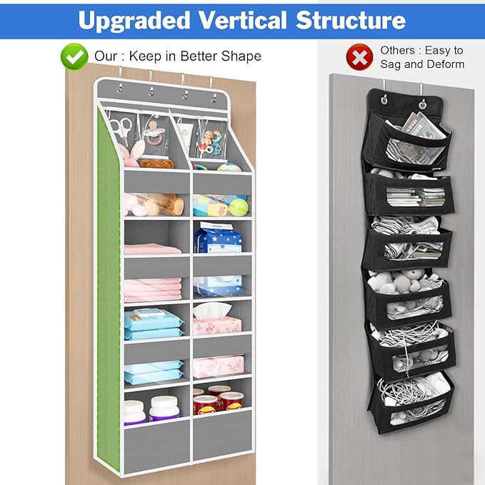 Univivi 5-Shelf Fabric Door Organizer Over Door Hanging Organizer with 8 Deep Pockets and 4 Small PVC Pockets Hanging Storage