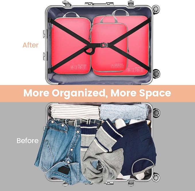 Cambond Compression Packing Cubes for Travel - Lightweight Expandable Travel Bags Luggage Organizers Travel Essentials Compre