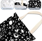 IRADA Car Trash Bag Hanging No Snap Small Garbage Bag for Car Back Seat Cute Printed One-Handed Strap Trash Bags Car Accessories-Moon and Star Black Car Trash Bags