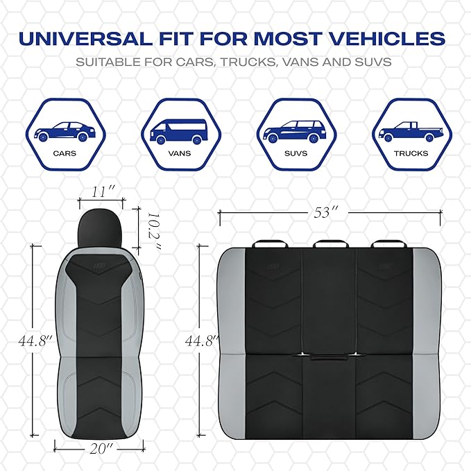 Skechers Memory Foam Seat Covers,Leather Car Seat Covers, Ultimate Comfort & Support Seat CoversFull Sets,Airbag Compatible, 