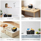 Ohmlove 4 Packs Storage Bins with Bamboo Lids - Plastic Storage Containers with Lids Stackable Storage Box: Storages Baskets 