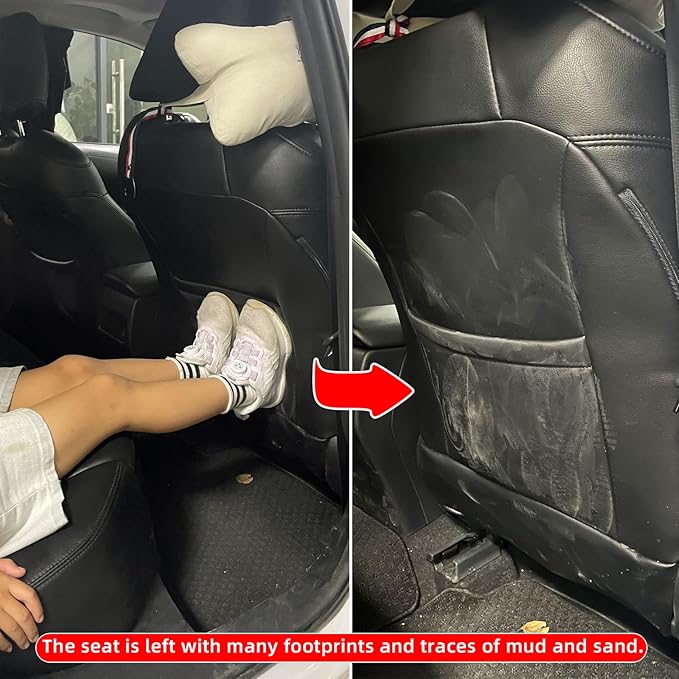 Seat Back Protector + Large Capacity Pocket Storage Organizer,Preventing The Impact of Children Stepping on The Seat Backrest (Style B-Brown)