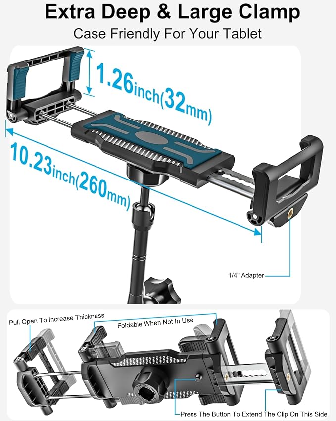 woleyi Tablet Holder for Car Cup Holder, [Full Motion Swivel 19.7" Height] Metal Tablet Car Mount for Truck, for iPad Pro Air Mini, Galaxy Tab, Z Fold, Fire, iPhone, 6-15.6" Devices, Cars Trucks SUVs