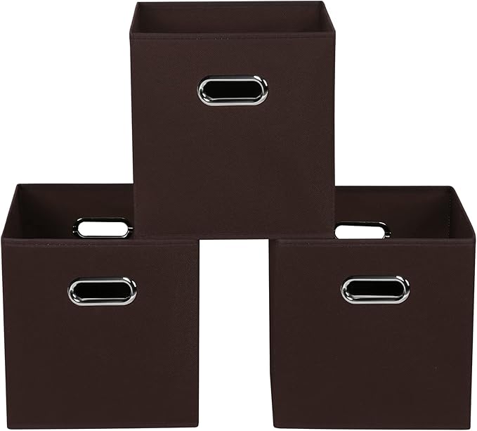 Fabric storage bins Cubes, Fabric Cube Organizer with Handle, Foldable Cube Bins for Cloth or Accessary Storage, 11x11x11, Se