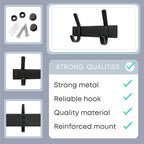 Matte Black Small Coat Rack Wall Mount – 6 Inch Stainless Steel Hook Rail with 2 Double Coat Hooks – Wall Mounted Entryway Or