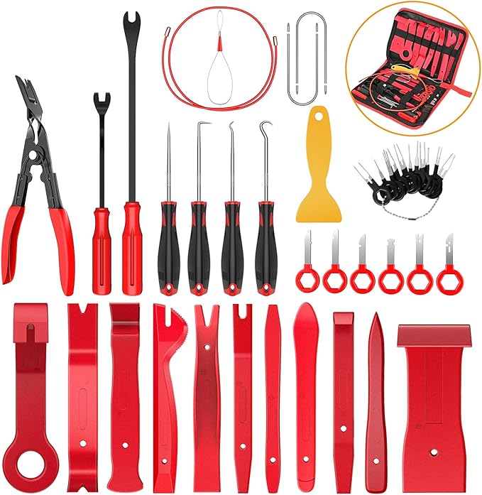 GOOACC 40Pcs Trim Removal Tool,Auto Terminal Removal Key Tool,Auto Clip Pliers Stereo Removal Tools,Car Upholstery Repair Rem
