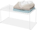Whitmor Medium 1 Tier Stacking Helper Shelf, Durable Plastic, Wire Shelf, Freestanding, No Assembly, 12"L x 20"W x 9"H, White