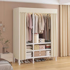 Portable Closet,Garment Rack,Heavy Duty Clothes Rack with Cover,Wardrobe Closet with 2 Hanging Rods, 6 Storage Shelves,43.3" 