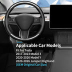 Hand Sewn Microfiber Leather Steering Wheel Cover, Stitch Steering Wheel Wrap Set for Original Tesla Model 3 2017-2023/Model Y 2020-2023 Juniper/Highland Accessories (B Carbon Fiber)