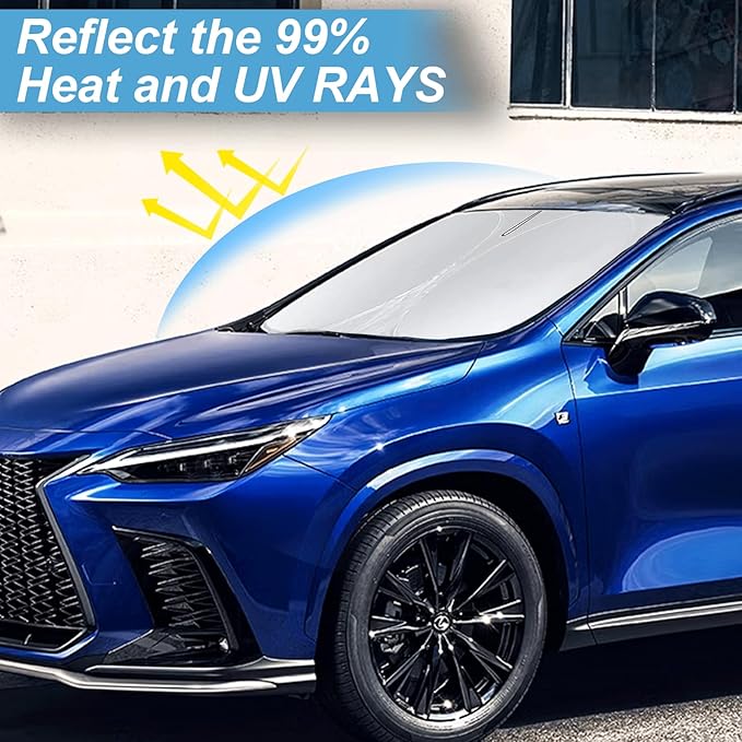 Custom Fit NX NX250 Windshield Sunshade for 2015-2022-2024 2025 Lexus NX350 NX350h NX450h NX300h/NX300/NX200t Accessories Front Window Shades Cover for Windshield 210T Sun Visor Protector Block Heat