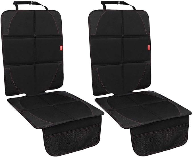 Car Seat Protector, 2 Pack Carseat Protector with Thick Padding, Baby/Pets for Child Car Seat-Mesh Pockets-Waterproof-Univers