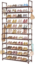 LANTEFUL 11 Tiers Tall Shoe Rack Holds 55 Pairs of Shoes with 18pcs Hooks Sturdy Wide Shoe Organizer Storage Free Standing Me