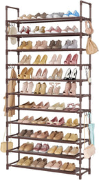 LANTEFUL 11 Tiers Tall Shoe Rack Holds 55 Pairs of Shoes with 18pcs Hooks Sturdy Wide Shoe Organizer Storage Free Standing Me