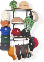 Keebofly Hat Rack for Wall with Shelf, Hat Holder Organizer for 100+ Caps Bennies,Hat Storage with Perfumes & Cosmetics Displ