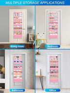 2 Pack Over The Door Organizer, Hanging Storage Organization with Large Capacity Pockets, Swing-Proof Behind Door Storage She