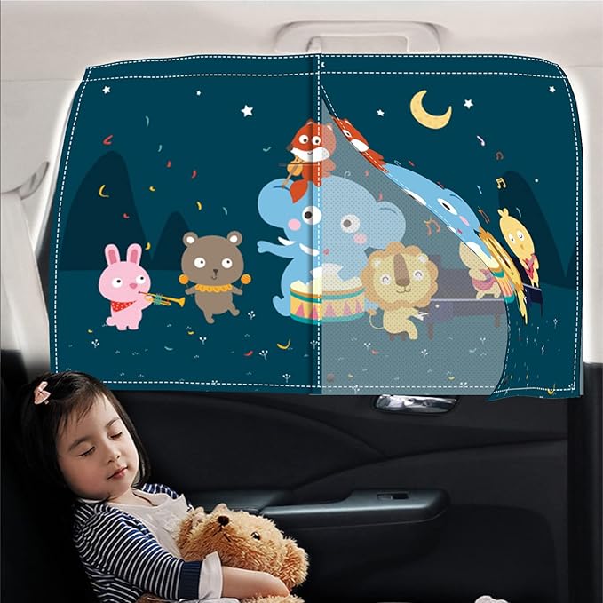 Car Sun Shade for Baby - EOHMAK Car Side Window Sun Shade Cover Upgrade Double Opening Car Interior Curtain Sun Blocker Blind (Party, 1 Pack)
