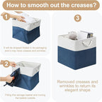 13x13 Storage Cube Bins 4Pack,Collapsible Cube Storage Organizer for Closet, Fabric Storage Box w/ Rope Handles, Foldable Sto