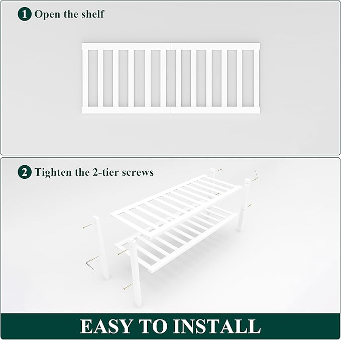 Smiry Shoe Rack, 2 Tier Bamboo Shoe Organizer, Stackable Free Standing Wooden Shoe Storage Shelf for Closet, Entryway, Front 