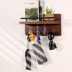 OurWarm Wall Mounted Key Holder/Hangers for Wall Decorative with 5 Key Hooks, Wooden Mail Rack Organizer with Shelf, Rustic H