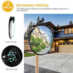 Premium 2 Pack 16" 2.0mm Thick Acrylic Convex Traffic Mirror, Ajustable Wide Angle View Security Mirror for Garage, Parking, Warehouse, Office, driveway and Traffic Blind Spots