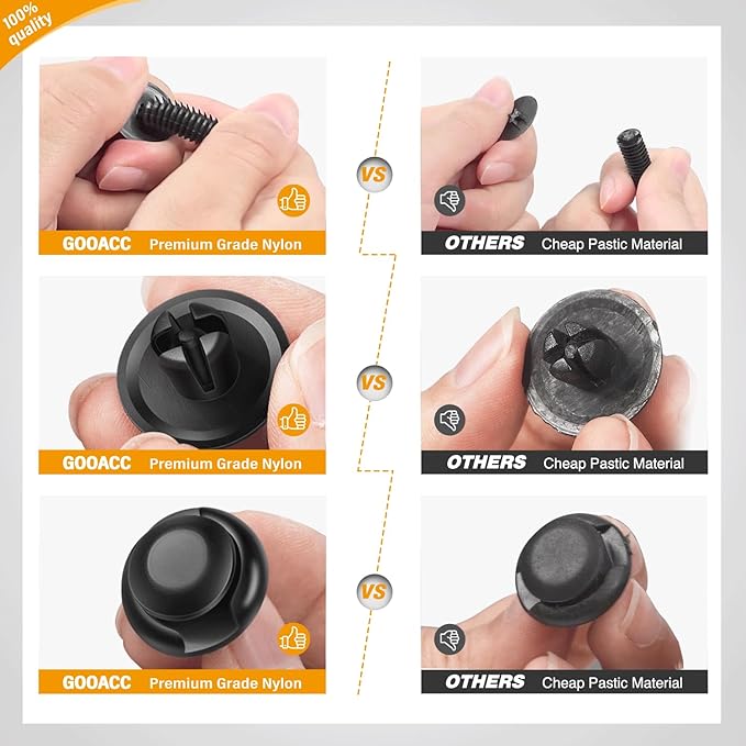 GOOACC 240PCS Bumper Retainer Clips Car Plastic Rivets Fasteners Push Retainer Kit 12 Popular Sizes Auto Push Pin Rivets Set 