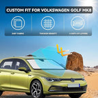 for Volkswagen Golf Mk8 2022-2025 2026 Windshield Sun Shade - 4 Layers Car Sunshades for Front Windows Shade Cover Custom Fit Golf Mk8 Sun Visor 250T Retractable Shade Blocks UV Rays Car Accessories