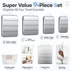 Veken 9/11 Set Compression Packing Cubes for Travel Essentials,Compressible Expandable Large Luggage Suitcase Organizer Bags 