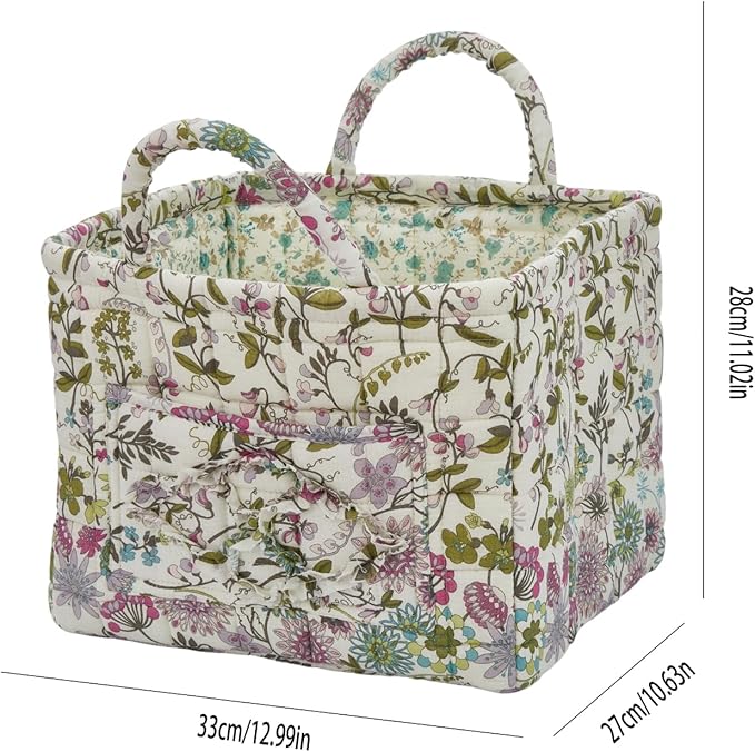 Boho Fabric Storage Basket, Large Capacity Laundry Basket, 12.2'' x 10.23'' x 10.23'' Collapsible Laundry Hamper with Easy Ca