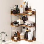 3-Tier Bathroom Counter Organizer, Wooden Corner Shelf for Vanity Countertop Skincare & Makeup, Storage and Organization for 