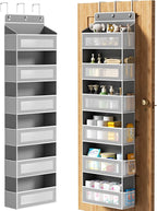 Over The Door Organizer with 6 Large Pockets, Over the Door Storage 12 Side Pockets, Hanging Door Organzier 44 lb Load Behind