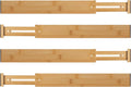 Basicwise 4 Piece Bamboo Expandable Drawer Dividers Adjustable Spring Loaded Organizers for Kitchen Utensils Clothes and Make
