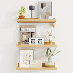 Axeman Picture Ledge Shelf | 16 Inch Oak Floating Shelves Set of 3 | Rustic Wood Wall Shelves with Lip | 16" Oak Picture Shel