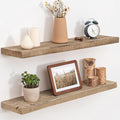 Floating Shelves, 8 Inch Deep Rustic Solid Reclaimed Wood Wall Shelves for Storage, Wall Mounted Display Shelving with Invisi