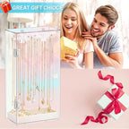 Cirhy Iridescent Acrylic Necklace Holder, Necklace Organizer with 24 Rotatable Hooks, Rainbow Jewelry Organizer Display Box w