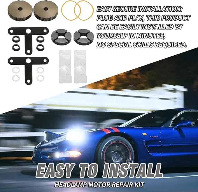 MDEOOSKY 51072-54 Headlight Headlamp Motor Repair Kit with Fix Brass Gear, Replacement for Chevy Corvette C5 2000-2004 Replacement for Pontiac Firebird Trans Am 1993-2002, Replaces 51072-54
