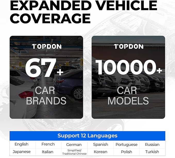 OBD2 Scanner TOPDON AD500, Oil SAS Throttle TPMS BMS EPB Reset, Engine ABS SRS Transmission, Diagnostic Scan Tool, AutoVIN,