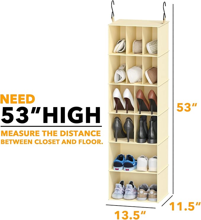 SpaceAid 2 Pack Hanging Closet Organizer and Storage with Dividers, 24 Compartments Hanging Shoe Shelves for Closet, Wardrobe