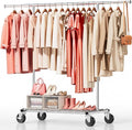 Heavy Duty Clothes Rack - Load 500 LBS, Rolling Clothing Rack for Hanging Clothes with Lockable Wheels & Shelves, Extendable 