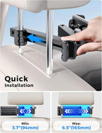 eSamcore Headrest Tablet Holder for car, Back Seat [3 in 1 Extension Arm] Fit iPad Car Mount Road Trip Essentials for Kid Backseat Car Accessories for 4.7"-11" iPad Pro, Air, Mini, Fire HD Tablet