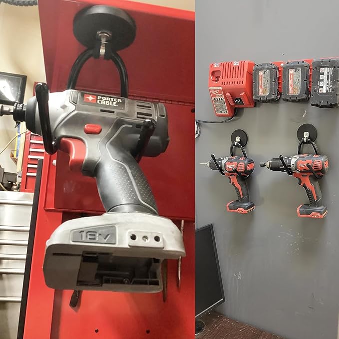 4 Pack Strong Garage Magnetic Hooks, Power Tool Organizer Rack, Heavy Duty Storage Utility Magnet Hooks for Power Drill,Garde