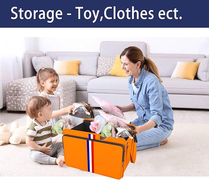 Homeve Trunk Organizer for Car, Waterproof Collapsible 3 Compartments Car Organizer, Foldable Storage for Car Accessories, Too