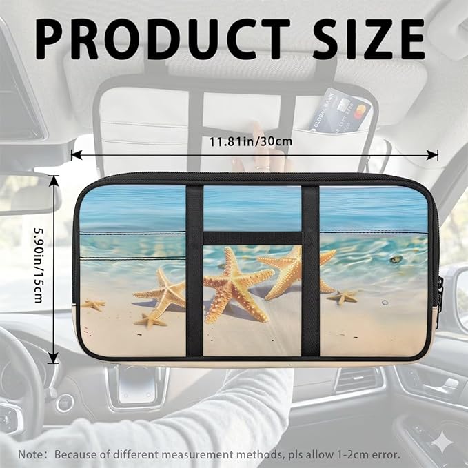 Starfish Car Sun Visor Storage Bag Spots Car SUV Storage Pouch Holder Pocket Organizer with Multi-Pocket Auto Interior Accessories
